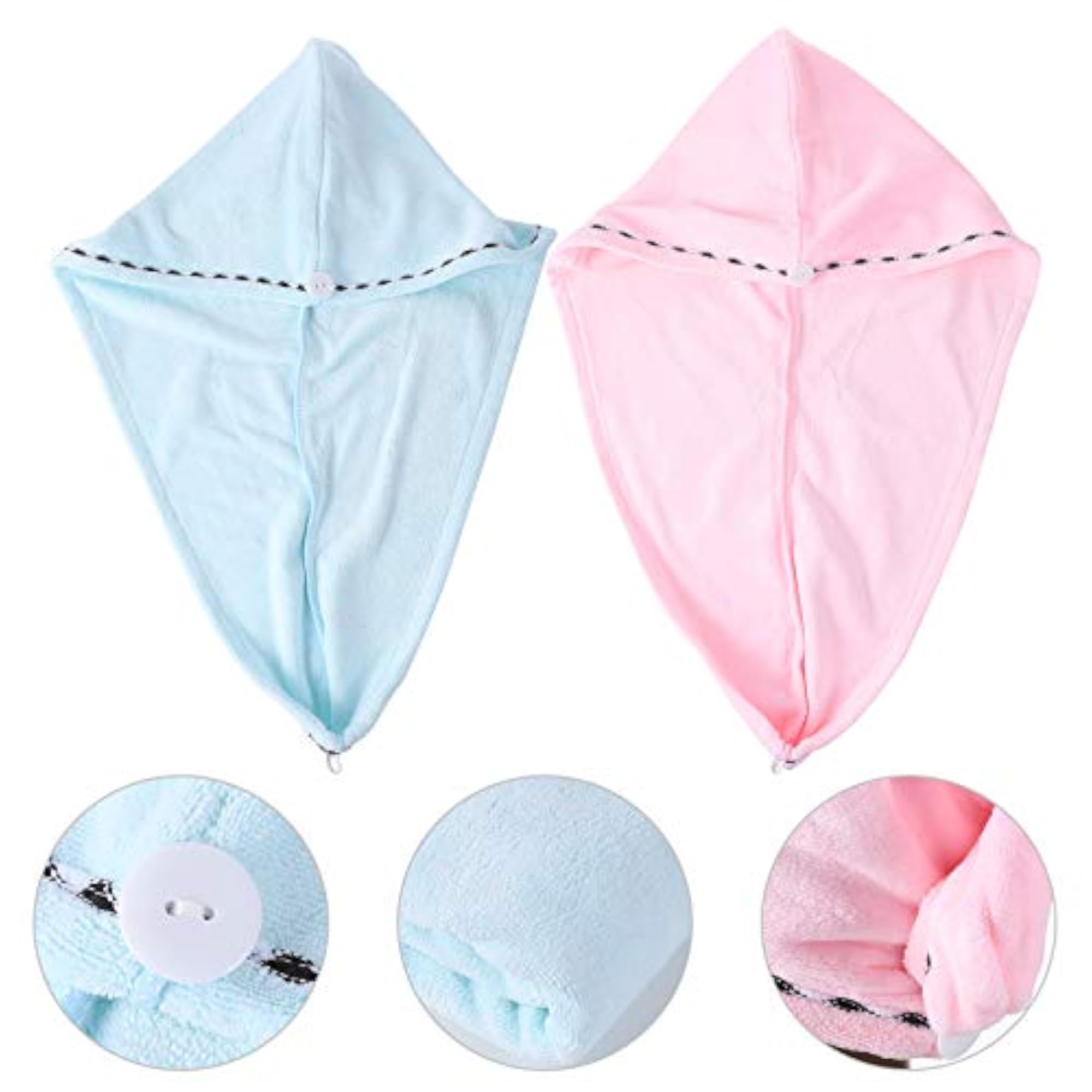 2pcs Microfiber Shower Caps for Hair Drying, Towel Wraps